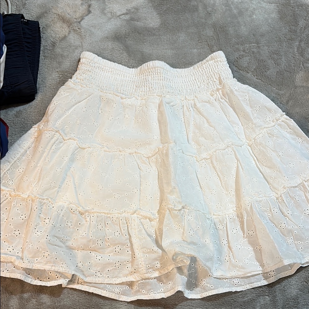 Elegant White Eyelet Skirt